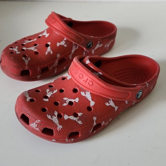 CROCS | Lobster Clogs Slipons Sandals Scarlet Red Mens Sz 6 Womens Sz 8 - Picture 2 of 5